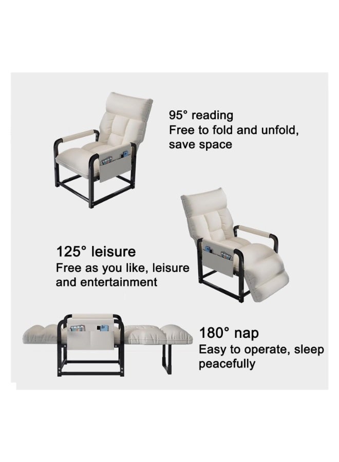 شو وو كرسي مكتب مريح مع مسند للقدمين، كرسي مكتب قابل للتعديل مع مساند ذراع مريحة، مبطن من القطن والكتان للمنزل والمكتب والدراسة باللون الأبيض - Image 5