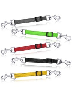 Saintrygo 5 Pcs Safety Dog Collar Clips Prong Collar Backup Clips Adjustable Reflective Nylon Dog Collar Harness Connector Metal Double Ended Backup Clasp for Dog Harness Pet (Dark Color)  - Image 1