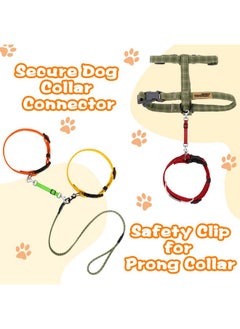 Saintrygo 5 Pcs Safety Dog Collar Clips Prong Collar Backup Clips Adjustable Reflective Nylon Dog Collar Harness Connector Metal Double Ended Backup Clasp for Dog Harness Pet (Dark Color)  - Image 3