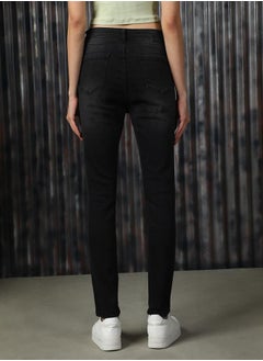 HIGH STAR Women Jeans in Black featuring Skinny Fit fit with a washed pattern, regular length, secured with button closure, crafted from cotton – ideal for both casual and formal outings.  - Image 5