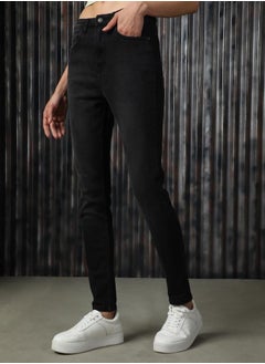 HIGH STAR Women Jeans in Black featuring Skinny Fit fit with a washed pattern, regular length, secured with button closure, crafted from cotton – ideal for both casual and formal outings.  - Image 3