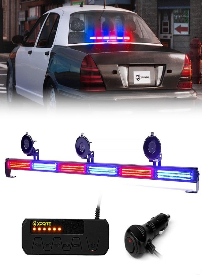 Xprite 35" COB LED Emergency Traffic Advisor Strobe Light Bar, w/Control Box Interior Windshield Safety Hazard Warning Flashing Cop Lightbars, for Police Volunteer Vehicles Trucks-Red Blue - Image 1
