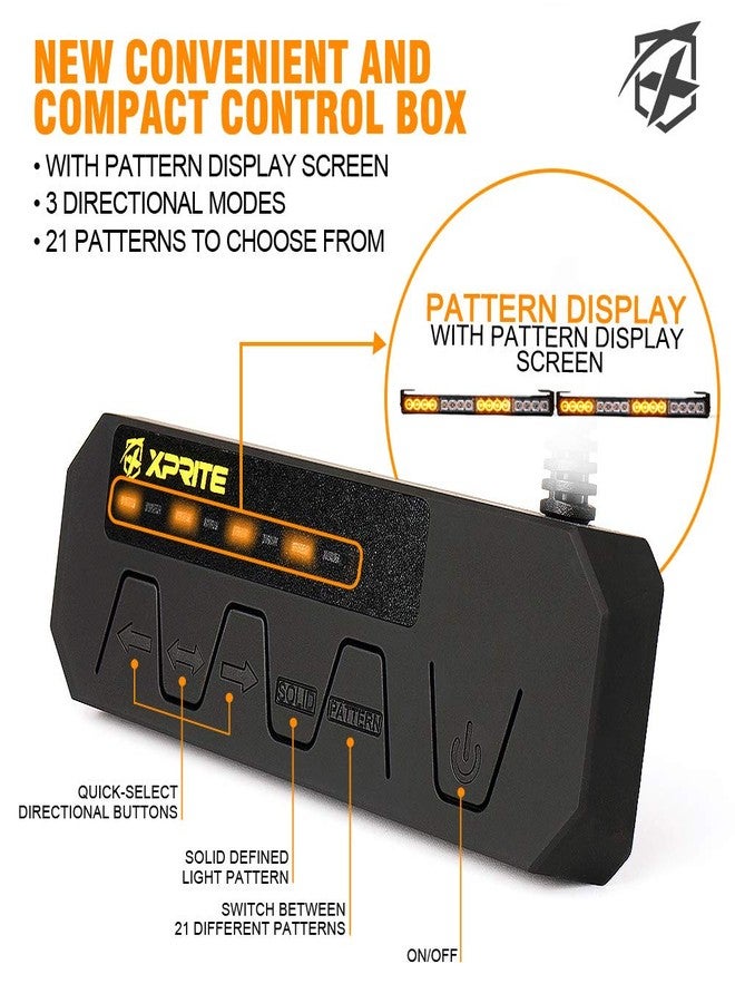 Xprite 35" COB LED Emergency Traffic Advisor Strobe Light Bar, w/Control Box Interior Windshield Safety Hazard Warning Flashing Cop Lightbars, for Police Volunteer Vehicles Trucks-Red Blue - Image 2