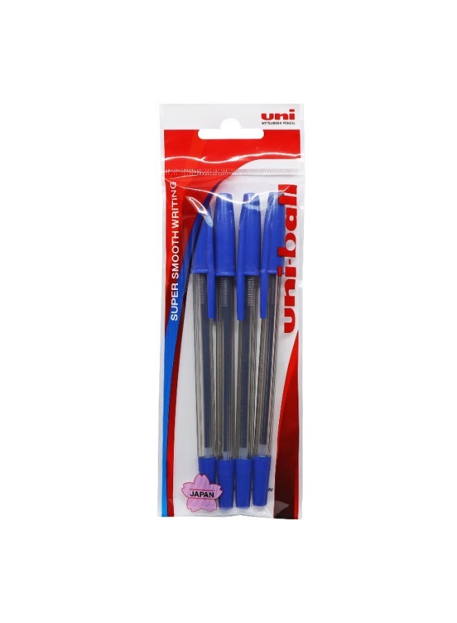 يوني بول Uniball SA-S Fine Ball Pen | Blue Ink | Smooth Fine Tip Ballpoint Pen | Pack of 4 - Image 2