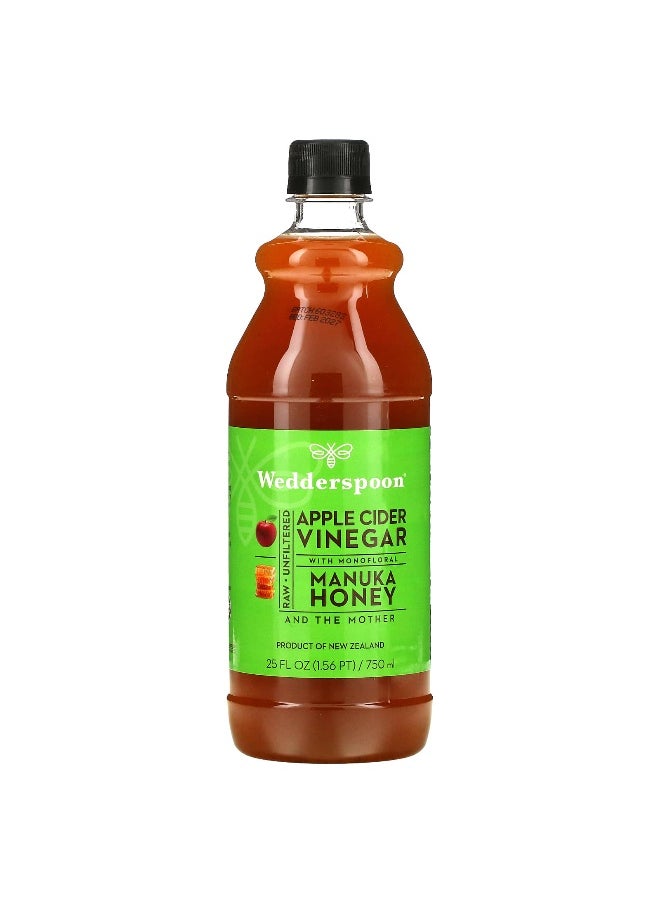 Wedderspoon Wedderspoon, Raw Apple Cider Vinegar with Monofloral Manuka Honey, 25 fl oz (750 ml)  - Image 1