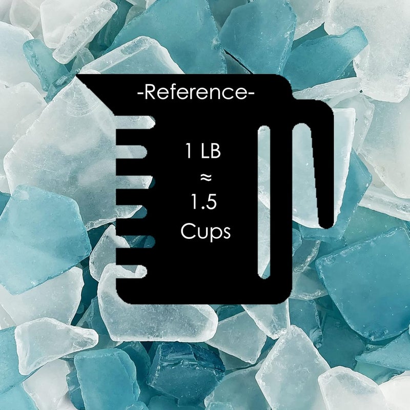 CYS EXCEL Sea Glass 32 Ounces Light Blue & Clear Mix | Multiple Color Choices Crushed Glass Vase Filler | Aquarium Nautical Décor for Art Crafts Flat Frosted Dyed Color Stone - Image 3