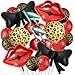 Realspring 18 Pcs Red and Black Party Decorations Kit 12 Leopard Cheetah Print Birthday Balloons Cherry Cheetah Red Lips Black Bow Foil Balloons for Kiss the Miss Goodbye Baby Shower Retro Party - Image 2