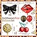 Realspring 18 Pcs Red and Black Party Decorations Kit 12 Leopard Cheetah Print Birthday Balloons Cherry Cheetah Red Lips Black Bow Foil Balloons for Kiss the Miss Goodbye Baby Shower Retro Party - Image 4