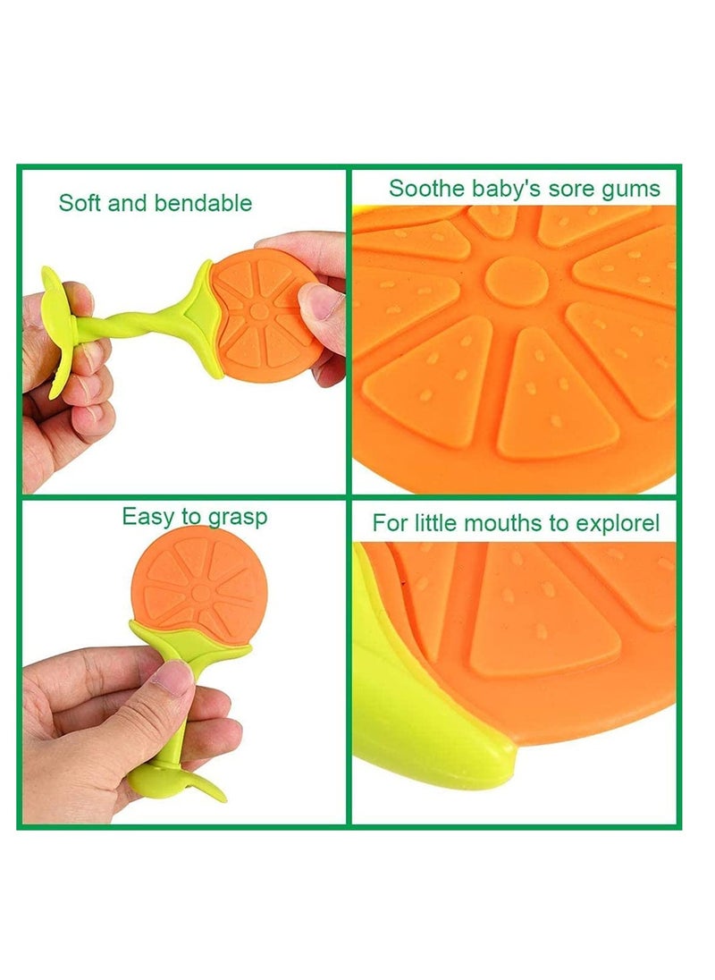SYOSI Teething Toys for Baby Natural Silicone Teether Set Fruit Feeder Teethers for Babies Fruit Feeders for Newborn Free Natural Organic Freezer Safe for Infants and Toddlers Toy BPA-Free  - Image 3
