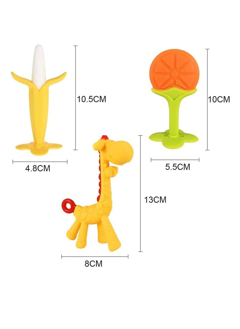 SYOSI Teething Toys for Baby Natural Silicone Teether Set Fruit Feeder Teethers for Babies Fruit Feeders for Newborn Free Natural Organic Freezer Safe for Infants and Toddlers Toy BPA-Free  - Image 2