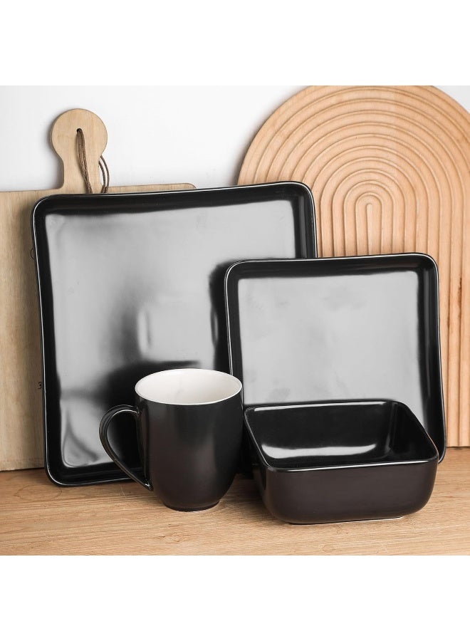 Stone Lain طقم أدوات المائدة من بورسلين ستون لين آمي 24 قطعة خدمة لـ 6 أشخاص باللون الأسود - Image 2