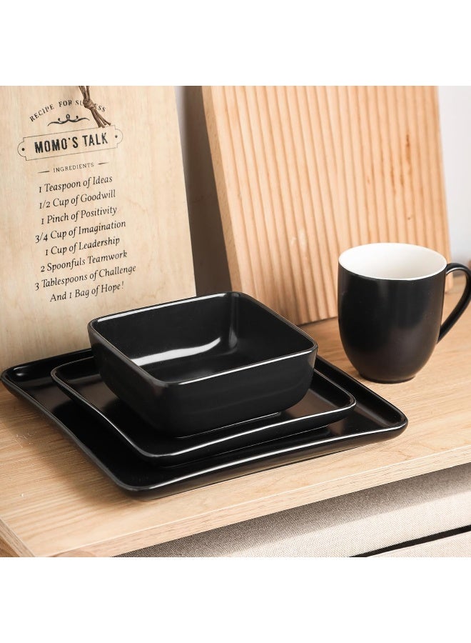 Stone Lain طقم أدوات المائدة من بورسلين ستون لين آمي 24 قطعة خدمة لـ 6 أشخاص باللون الأسود - Image 3