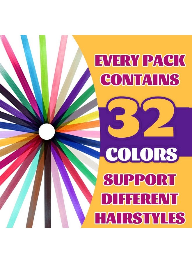 BEAHOT 32 PCS Clip in Colored Hair Extensions for Kids, 20 Inches Rainbow Long Straight Hairpieces Synthetic,BEAHOT Hair Extensions-Pretty Gift for Cosplay Dress Up Fashion Party Birthday（32 Colors) - Image 2