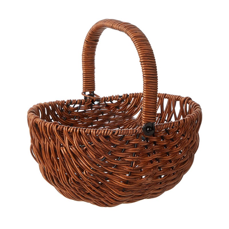 EUBUY Wicker Rattan Flower Girl Basket Dark Brown Hand Woven Harvest Basket for Wedding Storage Picnics Easter Organizing and More - Image 2