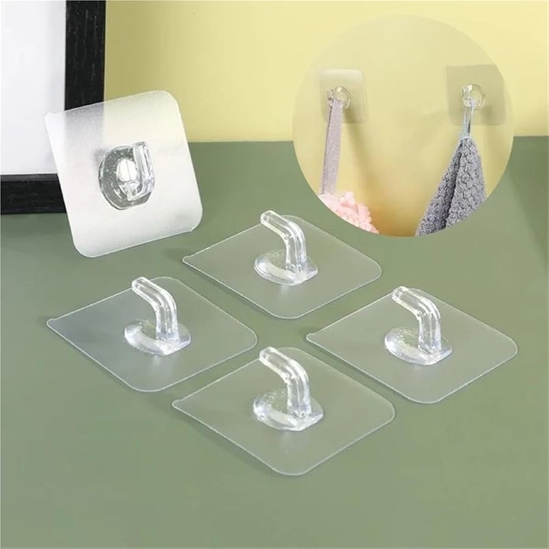 20 قطعة من الخطافات الشفافة ذاتية اللاصق، خطافات تخزين مفاتيح ثقيلة مثبتة على الحائط مقاس 6 سم × 6 سم - Image 4