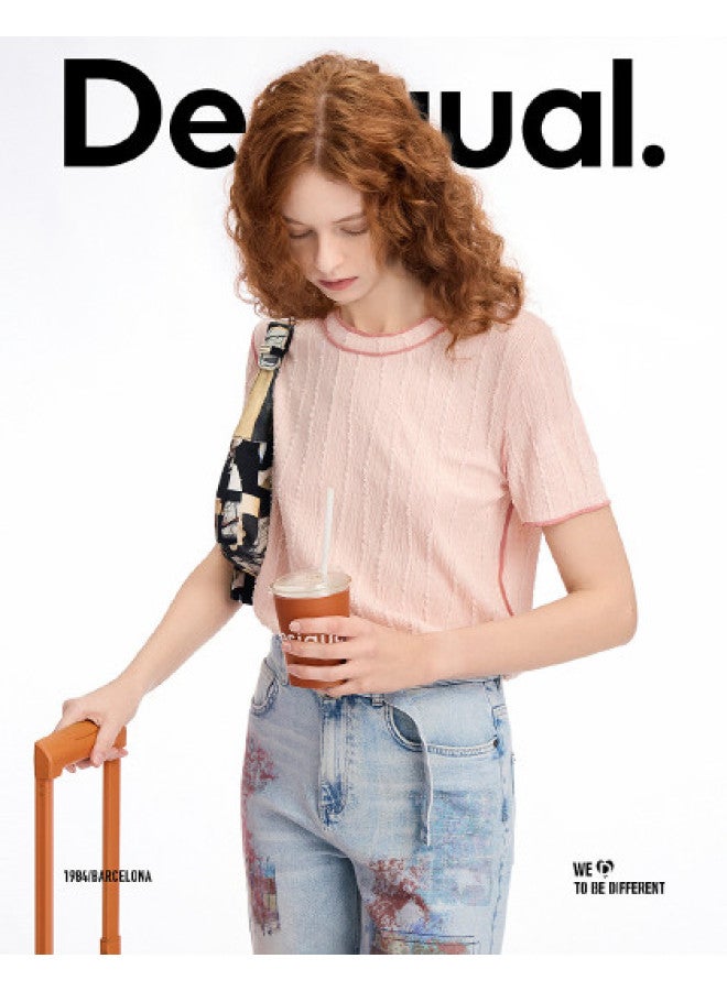 DESIGUAL women's Loose T-shirt With Visible Stitching Texture - Image 1