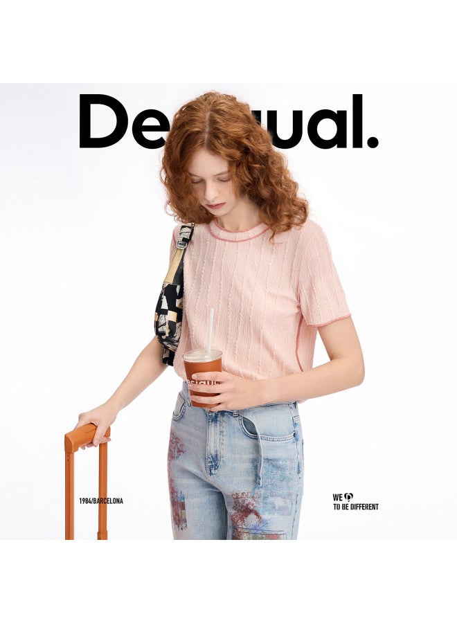 DESIGUAL women's Loose T-shirt With Visible Stitching Texture - Image 2