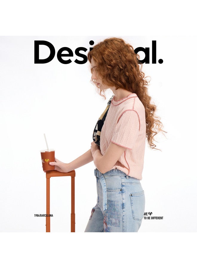 DESIGUAL women's Loose T-shirt With Visible Stitching Texture - Image 4