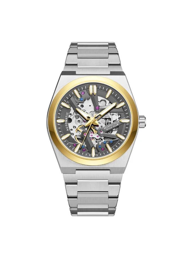 بيفرلي هيلز بولو كلوب BEVERLY HILLS POLO CLUB BP3731X.260 Men's Automatic Skeleton Display Watch & Metal Strap Silver