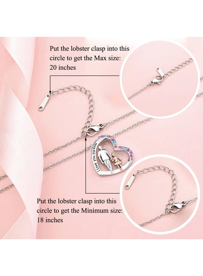 UNGENT THEM Daughter Love You Forever Heart Pendant Necklace from Dad, Birthday Christmas Valentine's Day Gifts for Teen Girls Women, Stainless Steel, Cubic Zirconia - Image 4