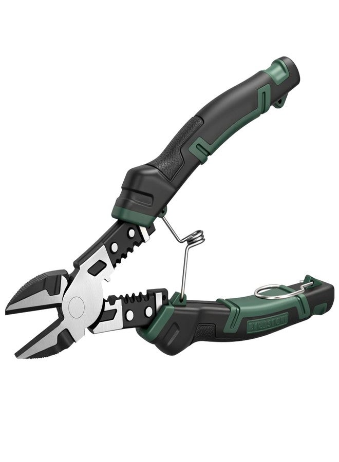LFSEMINI 8'' Diagonal Cutting Pliers, 4-in-1 Multifunction Side-Cutting Pliers, with Spring Loaded Safety Lock, for Holding, Cutting, Stripping, Crimping - Image 1