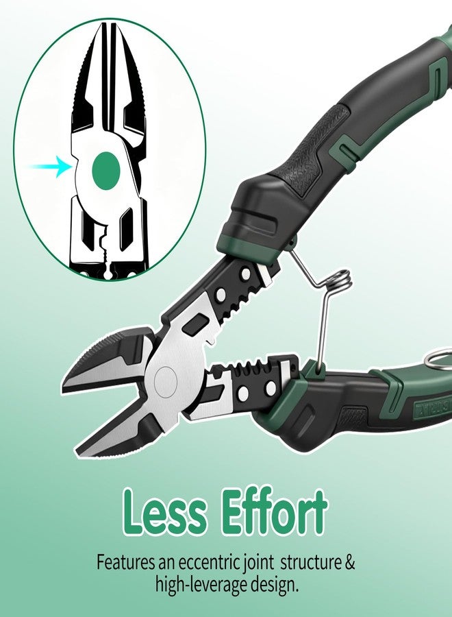 LFSEMINI 8'' Diagonal Cutting Pliers, 4-in-1 Multifunction Side-Cutting Pliers, with Spring Loaded Safety Lock, for Holding, Cutting, Stripping, Crimping - Image 4