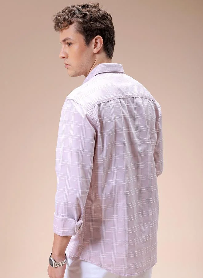 The Indian Garage Co The Indian Garage Co Men Pink Slim Fit Checked Casual Shirt