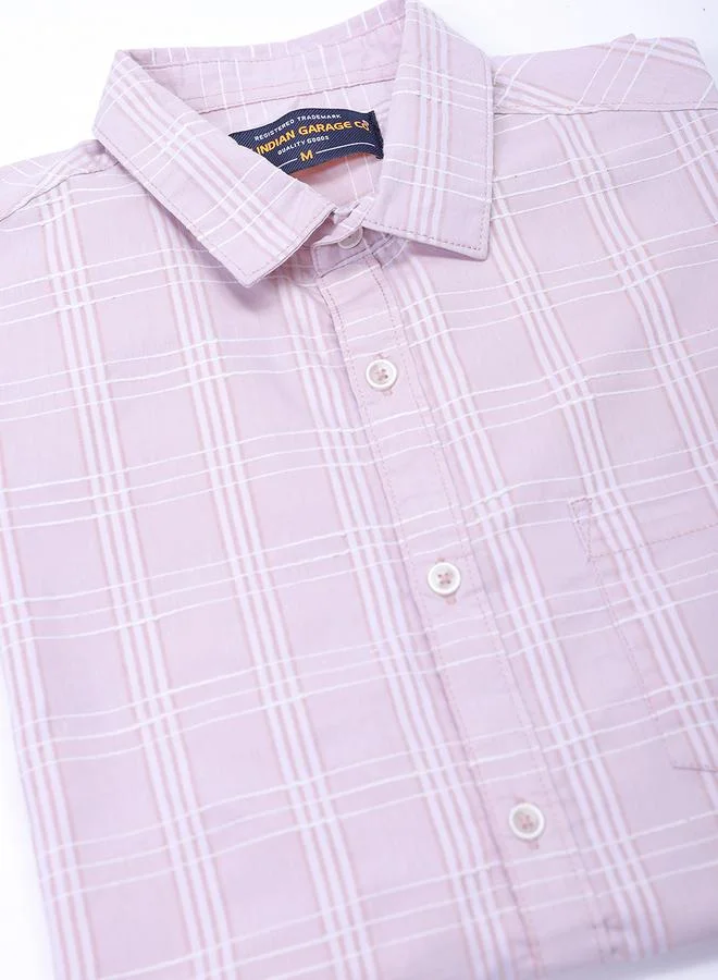 The Indian Garage Co The Indian Garage Co Men Pink Slim Fit Checked Casual Shirt