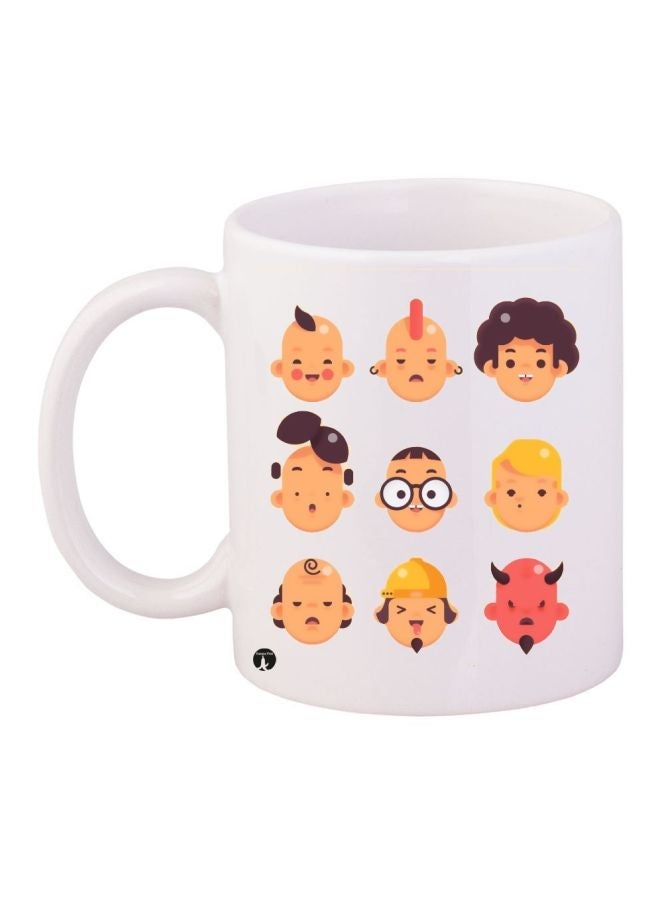 Carton Printed Coffee Mug White/Beige/Brown 11ounce