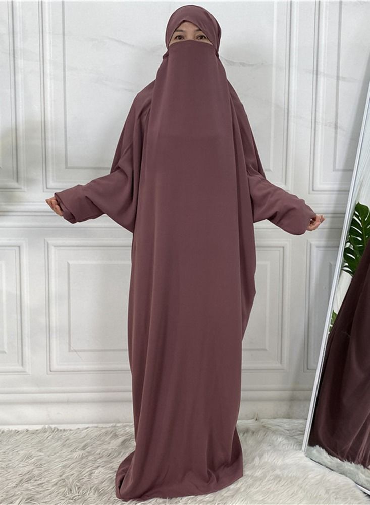 Loquat Women's Solid Bat Sleeve Large Dress Abaya 