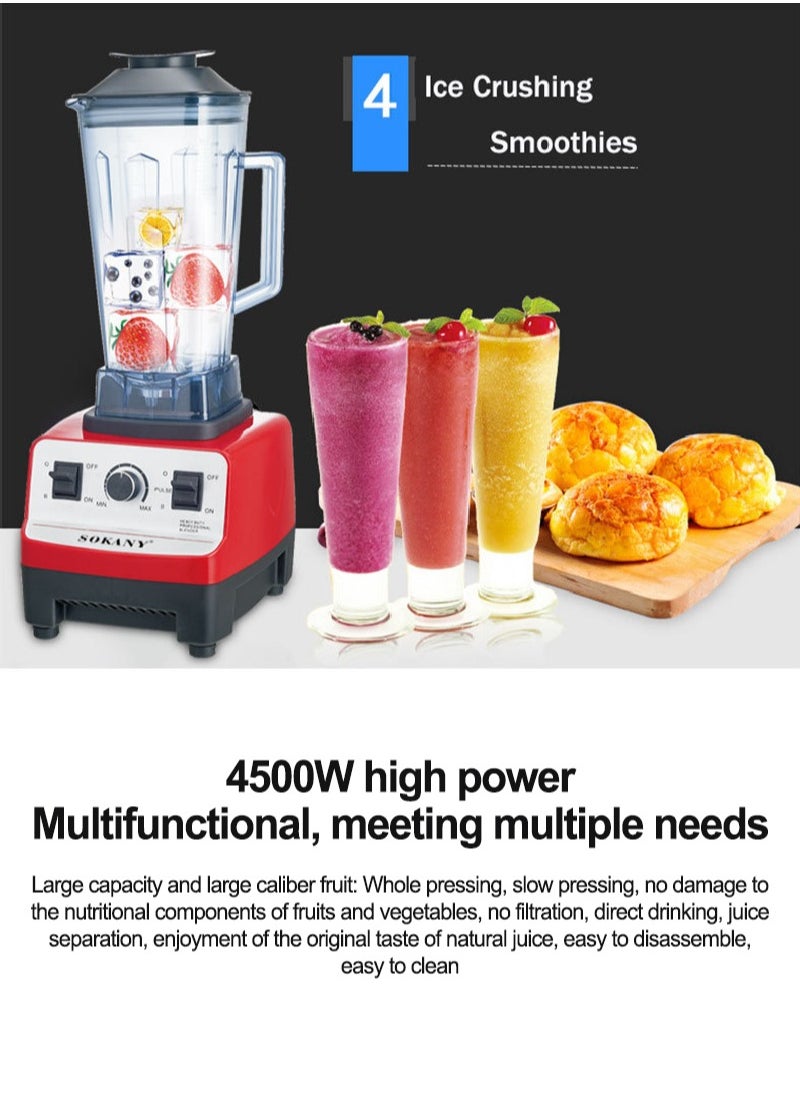 sokany Multifunction Fully Automatic Blender, Ice Crusher, Kitchen Cooking Machine, Juicer, 2L, SK-444, Red  - Image 4