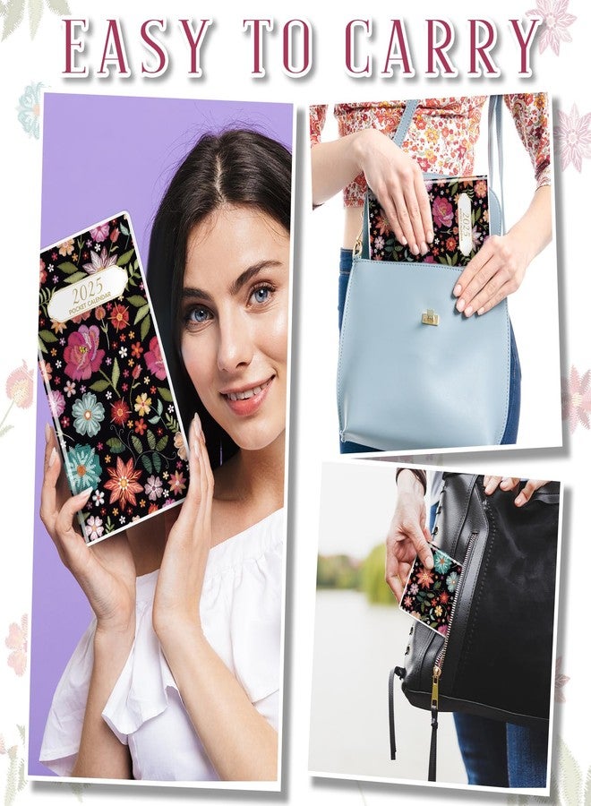 ReliThick 2026 Pocket Calendar for Purse Small Monthly Planner for Women Handy Weekly Pocket Planner Journal Notebook Christmas New Year Gift Sister Friends Women(2026,Embroidery Floral) - Image 3