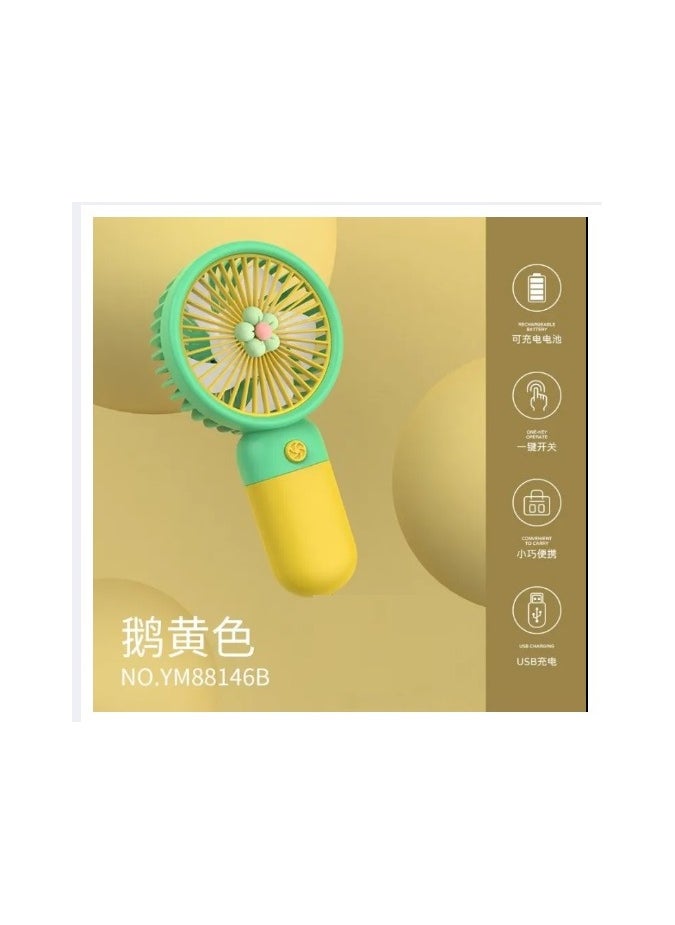 Generic - Mini Handheld Fan Flower USB Rechargeable Portable Pocket Fan With Mobile Phone Holder - Image 1