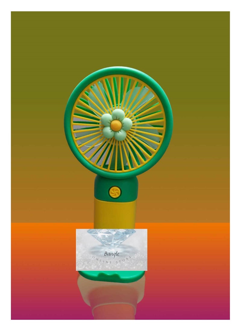 Generic - Mini Handheld Fan Flower USB Rechargeable Portable Pocket Fan With Mobile Phone Holder - Image 1