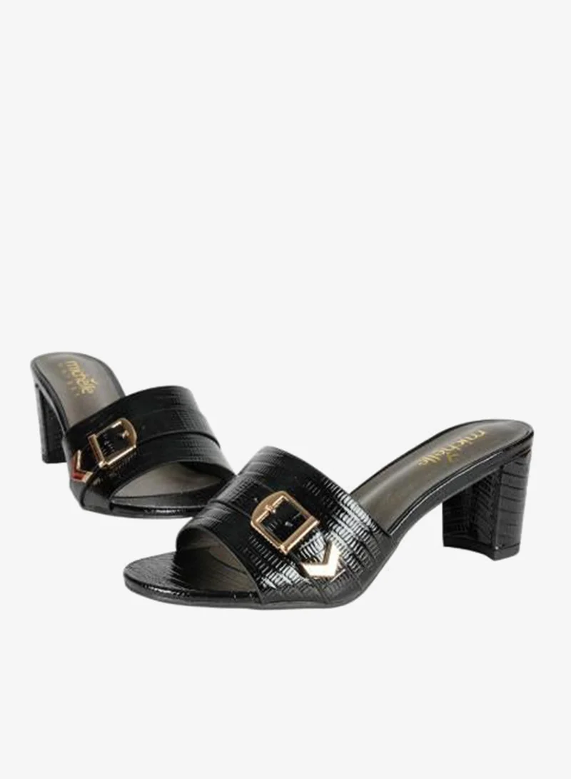 Michelle Morgan Black 092-2933 Michelle Morgan Ladies Block Heel Sandals 413RJ192 Black for Women | Best Price UAE
