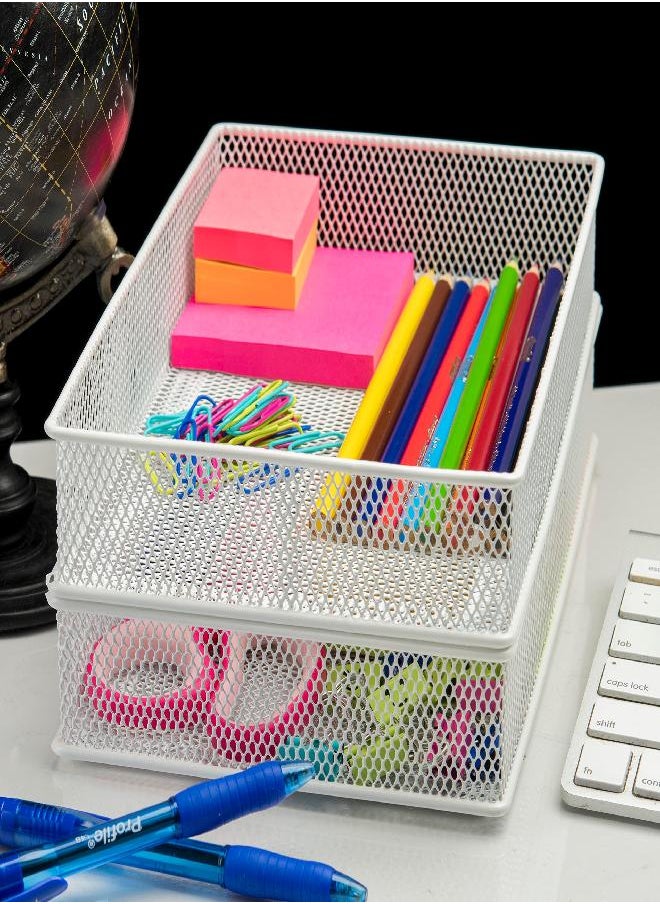 YBM HOME YBM HOME White Mesh Drawer Cabinet and or Shelf Organizer Bins, School Supply Holder Office Desktop Organizer Basket (2, 3x9x2 Inch)  - Image 4
