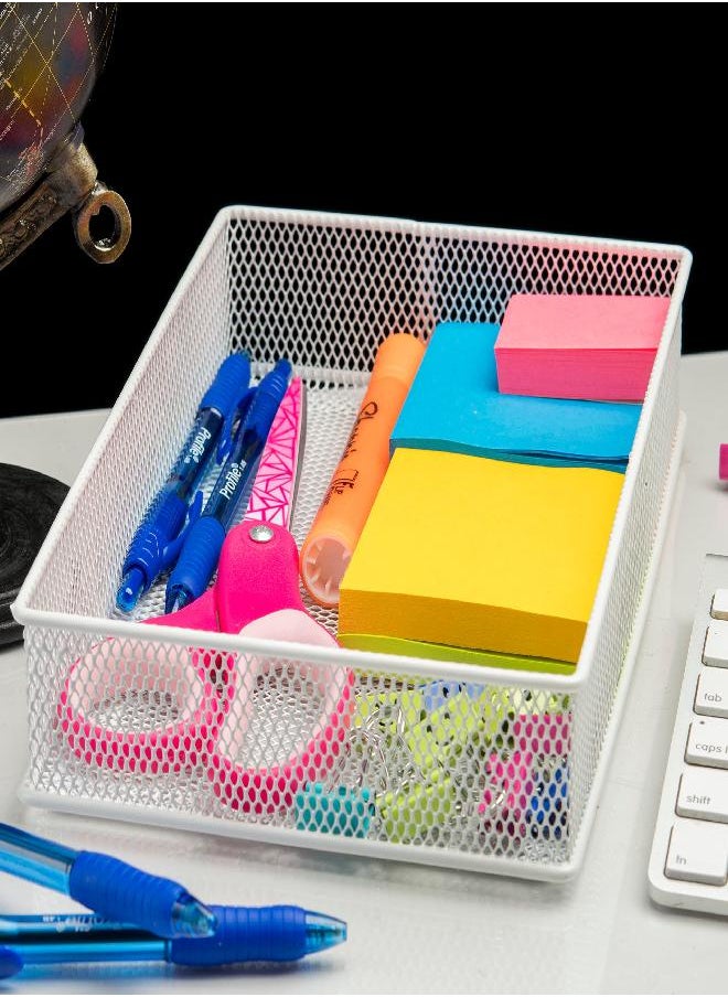 YBM HOME YBM HOME White Mesh Drawer Cabinet and or Shelf Organizer Bins, School Supply Holder Office Desktop Organizer Basket (2, 3x9x2 Inch)  - Image 3