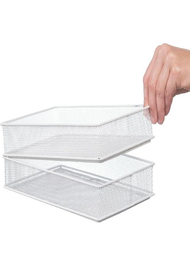 YBM HOME YBM HOME White Mesh Drawer Cabinet and or Shelf Organizer Bins, School Supply Holder Office Desktop Organizer Basket (2, 3x9x2 Inch)  - Image 2
