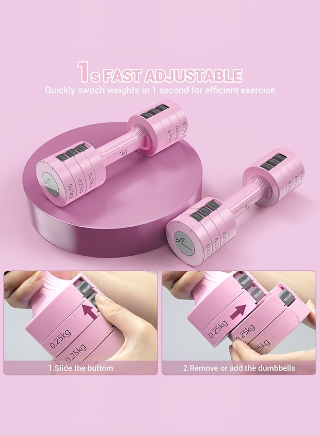 Arabest 4-in-1 Dumbbells Set Women, Weights for Women, Adjustable Dumbbell Pair for Home Gym Fitness Training,Weights Dumbbells Set: Each 1kg/1.5kg/2kg/2.5kg, - Image 2