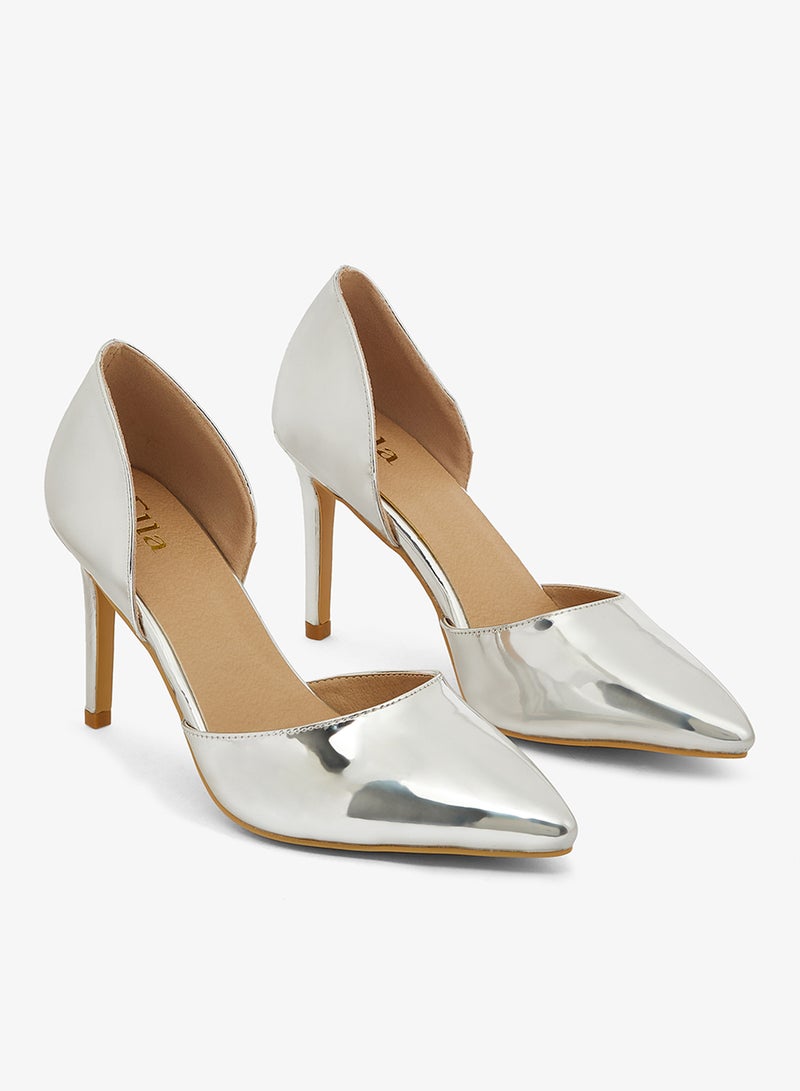 Ella Limited Edition Silver metallic d'Orsay pump with pointed toe and high heel - Image 4