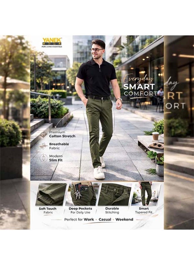 YANEK Men’s Slim Fit Chino Trousers – Stretch Cotton Pants | Casual & Formal Wear | Mult... - Image 5