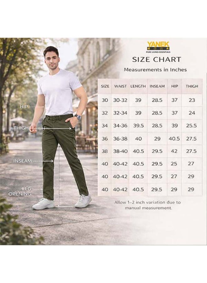 YANEK Men’s Slim Fit Chino Trousers – Stretch Cotton Pants | Casual & Formal Wear | Mult... - Image 2