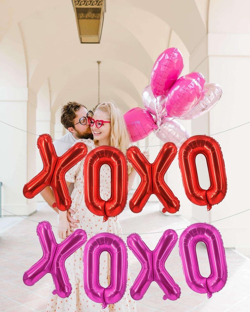 Lovoir 16 Inch Red XOXO Pink XOXO Balloons, 6 Pcs Red XOXO Pink XOXO Letters Balloons Red Heart Valentine's DAY Balloons Banner for Valentine's DAY Wedding Ceremonies Party Decorations Red XOXO Pink XOXO - Image 3