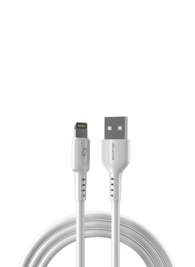 جولتيج كابل شحن جولتیج USB A الى لايتنينج بطول 1 متر، قدرة 2.4 امبير 20 واط، شحن ونقل بيانات، تصميم سيليكون مرن من TPE، متانة عالية، لون ابيض - Image 1