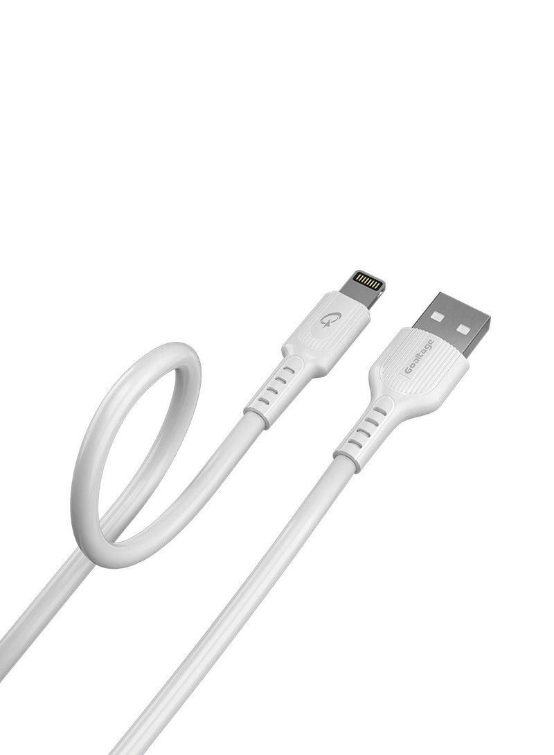 جولتيج كابل شحن جولتیج USB A الى لايتنينج بطول 1 متر، قدرة 2.4 امبير 20 واط، شحن ونقل بيانات، تصميم سيليكون مرن من TPE، متانة عالية، لون ابيض - Image 3
