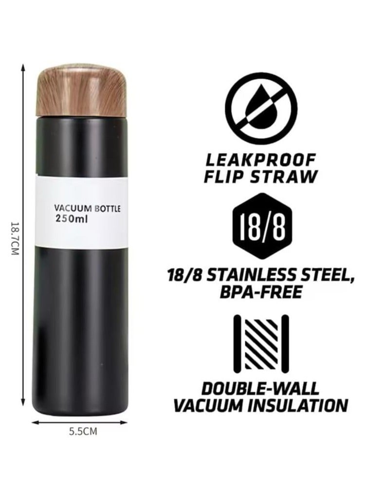 QSHOP® Insulated Water Bottle and Thermos 250ml, Keep Hot/Cold, Double Walled Stainless Steel