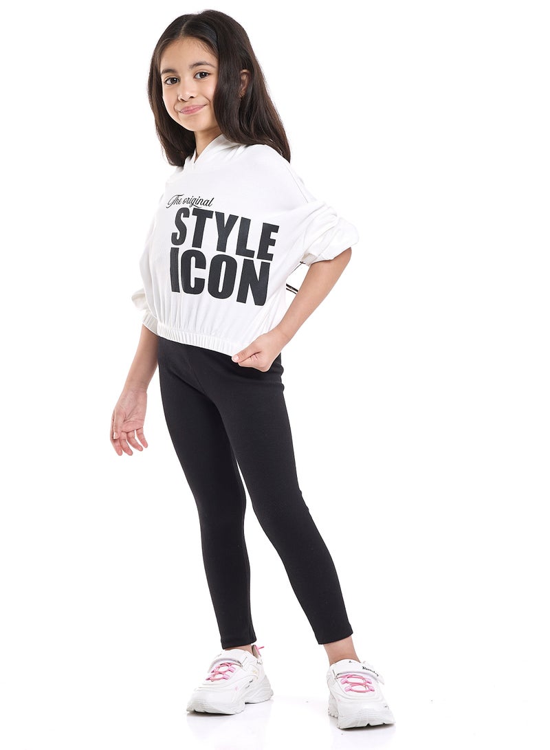 victor and jane Girls Style Icon Fleece Tracksuit – Cream & Black Pinstripe 2-Piece Set - Image 5