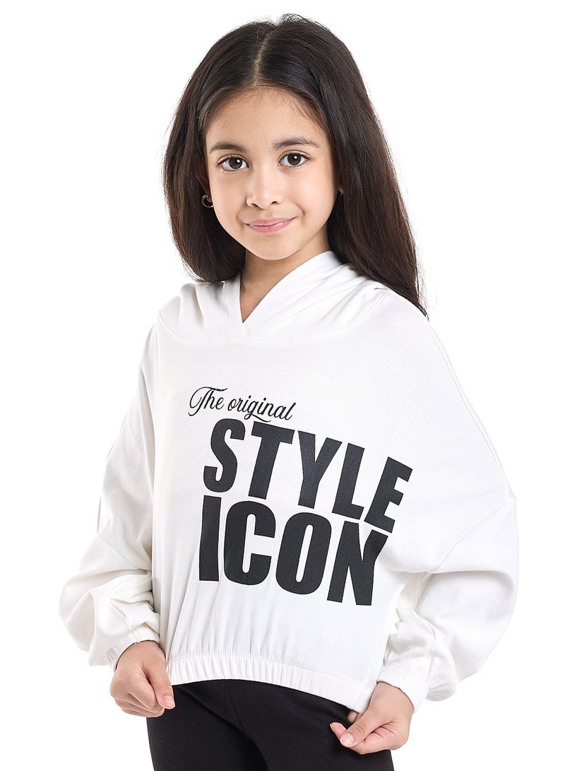 victor and jane Girls Style Icon Fleece Tracksuit – Cream & Black Pinstripe 2-Piece Set - Image 3