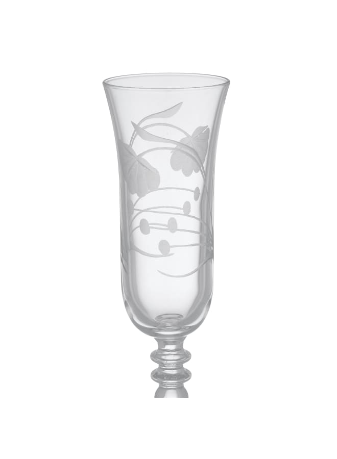 باساباتشي Pasabahce - Decorated Flute Glass Set 6 Pieces - 175ml - Glass Clear - Image 3