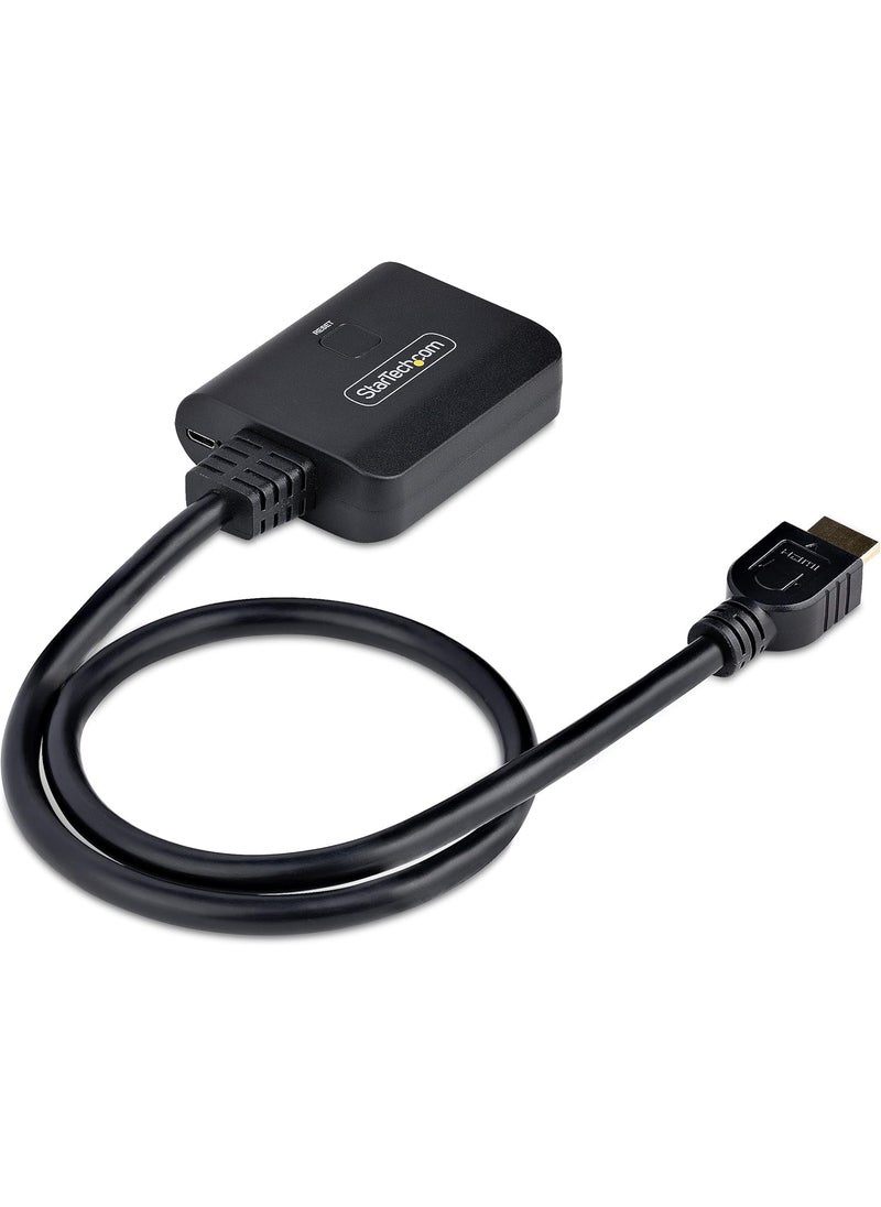 StarTech StarTechcom 2Port HDMI Splitter 4K 60Hz HDMI 20 Video 4K HDMI Splitter 1 in 2 Out 1x2 HDMI DisplayOutput Splitter HDRHDCP 20in 50cm Builtin HDMI Cable HDMISPLITTER4K60UP  - Image 2